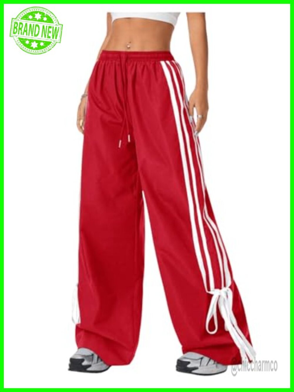Wide Leg Baggy Bow Sweatpants Drawstring High Rise